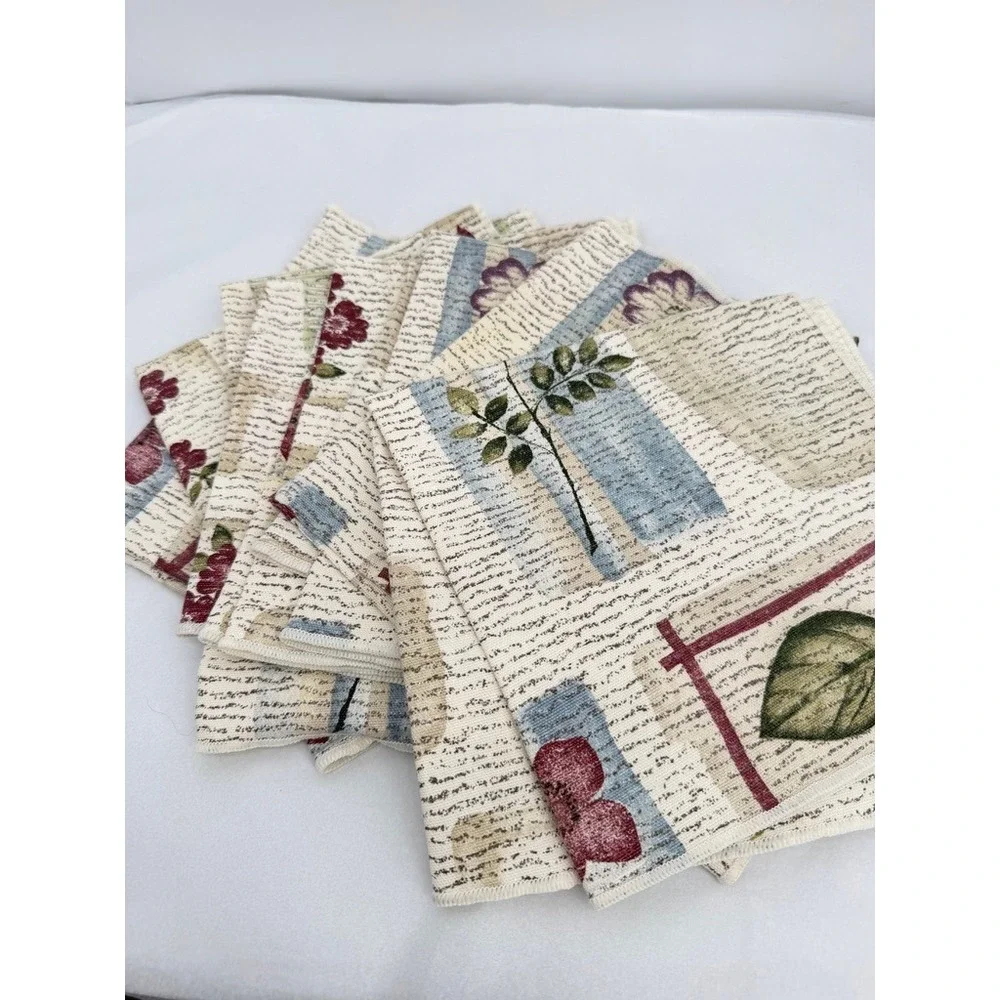 Cloth Napkins Set of 8 Floral Leaf Tapestry Cottagecore Shabby Chic Table Linens